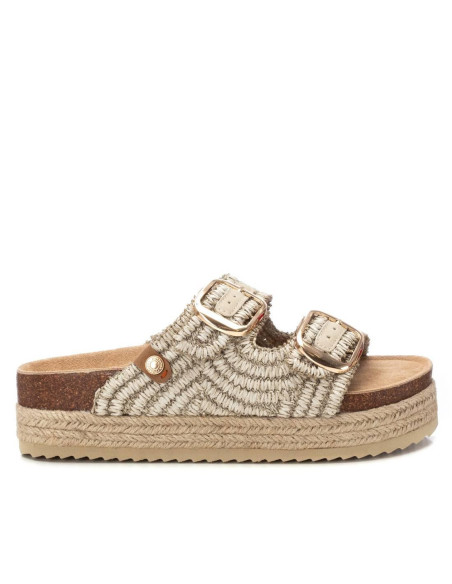 Sandalia bio mujer en rafia con hebillas - REFRESH 172720 - beig