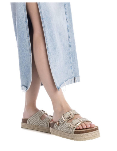 Sandalia bio mujer en rafia con hebillas - REFRESH 172720 - beig