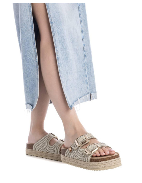 Sandalia bio mujer en rafia con hebillas - REFRESH 172720 - beig