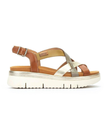 Cuña tiras en piel - PIKOLINOS W4N-0650C1 - brandy