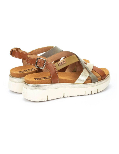 Cuña tiras en piel - PIKOLINOS W4N-0650C1 - brandy