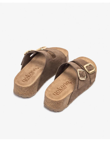 sandalia Bio plataforma - YOKONO WIWI-003 - marrón