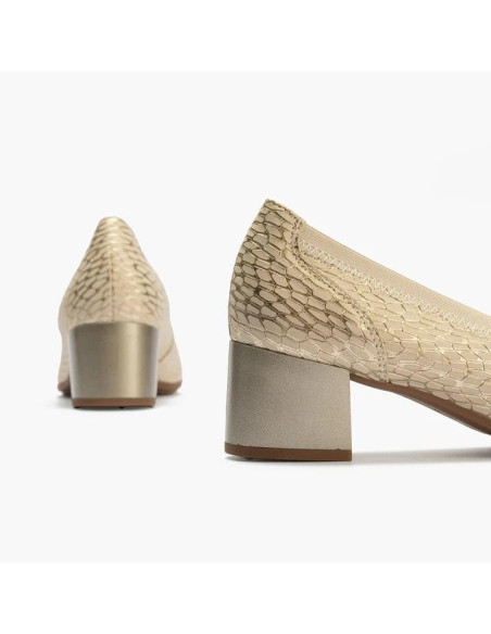 Salon con elástico en piel grabada fantasía - PITILLOS 10460 - oro