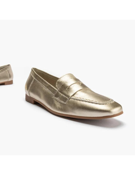 Mocasin mujer en piel laminado - PITILLOS 10471 - oro