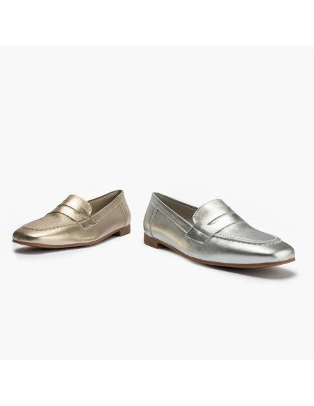 Mocasin mujer en piel laminado - PITILLOS 10471 - oro
