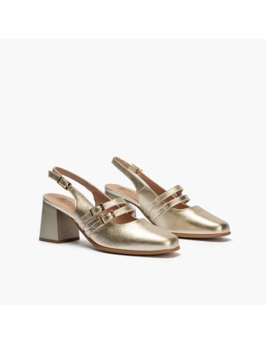 Mercedes con doble correa en piel laminado - PITILLOS 10495 - oro