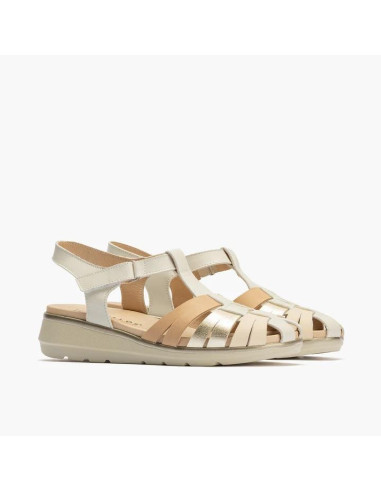 Sandalia cangrejera velcro en piel- PITILLOS 20110 - blanco