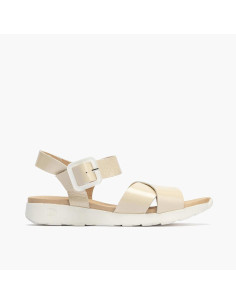 Sandalia pala cruzada piel charol - PITILLOS 10551 - crema