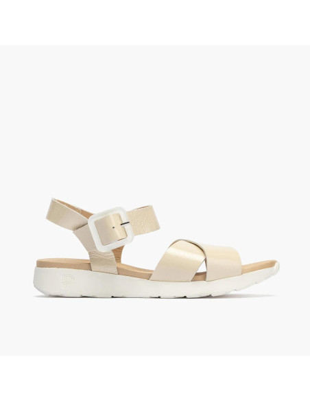 Sandalia pala cruzada piel charol - PITILLOS 10551 - crema