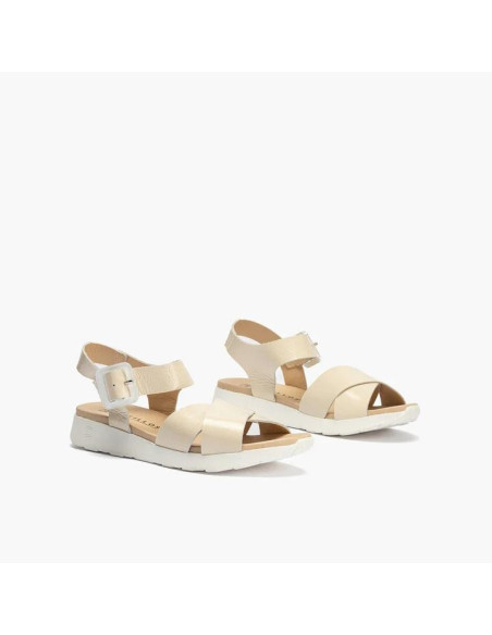 Sandalia pala cruzada piel charol - PITILLOS 10551 - crema