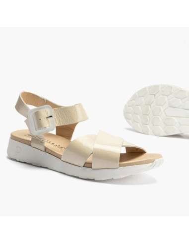 Sandalia pala cruzada piel charol - PITILLOS 10551 - crema