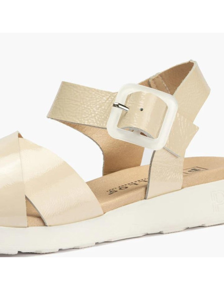 Sandalia pala cruzada piel charol - PITILLOS 10551 - crema