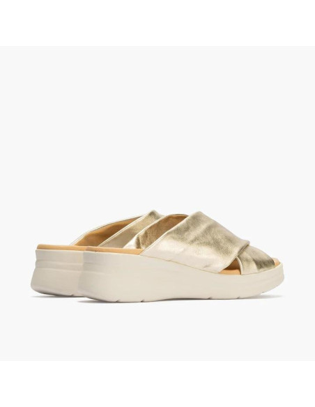 Zueco tubulares cruzados en piel laminado ORO- PITILLOS 10612 - oro