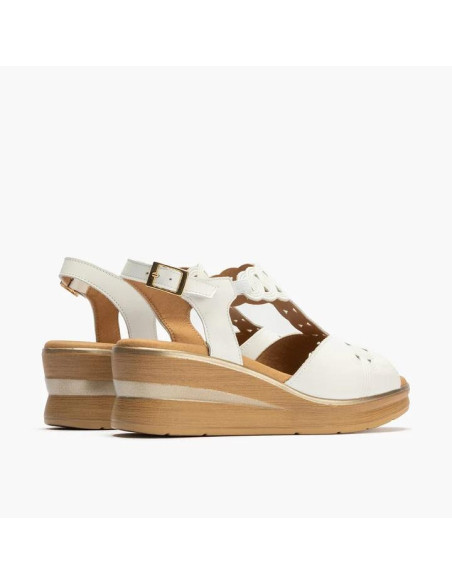 Sandalia plataforma con hebilla en piel - PITILLOS 10351- blanco