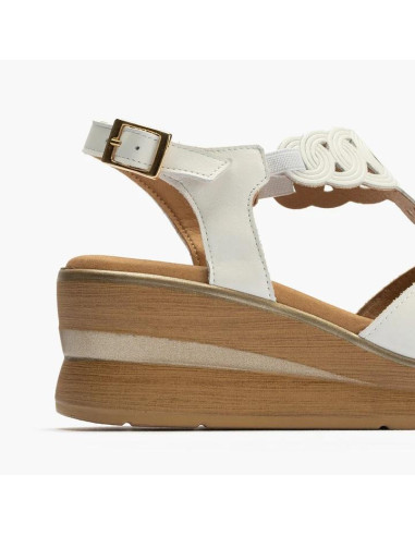 Sandalia plataforma con hebilla en piel - PITILLOS 10351- blanco