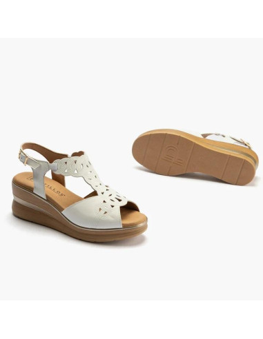 Sandalia plataforma con hebilla en piel - PITILLOS 10351- blanco
