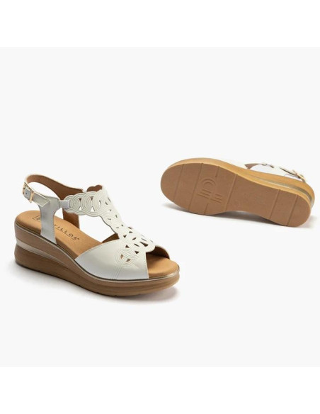 Sandalia plataforma con hebilla en piel - PITILLOS 10351- blanco