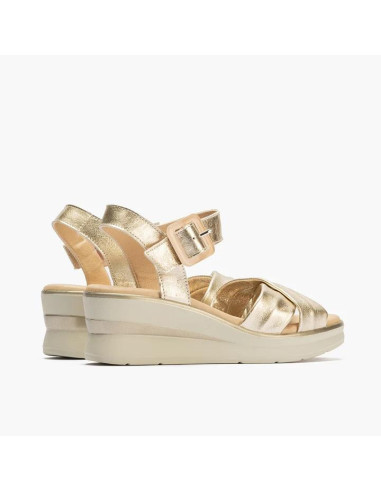 Sandalia plataforma con hebilla en piel - PITILLOS 10364 - oro