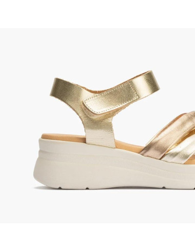 SSandalia pala tubulares cruzados piel combinada - PITILLOS 10610 - oro