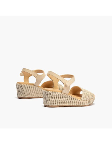 Sandalia rafia cuña cierre velcro - PITILLOS 10561 - natural
