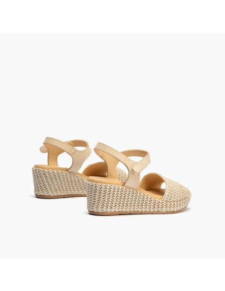 Sandalia rafia cuña cierre velcro - PITILLOS 10561 - natural