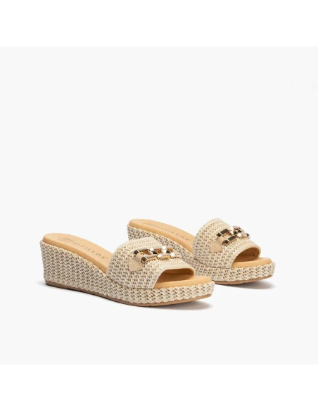 Zueco con adorno metal mujer en rafia - PITILLOS 10562 - natural