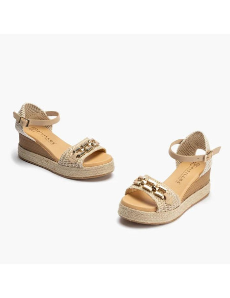 Sandalia pala con adorno en rafia- PITILLOS 10595 - natural
