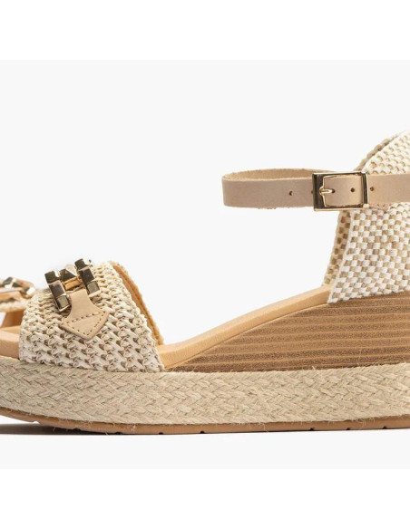 Sandalia pala con adorno en rafia- PITILLOS 10595 - natural