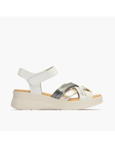 Sandalia pala tubulares cruzados piel combinada - PITILLOS 10610 - blanco