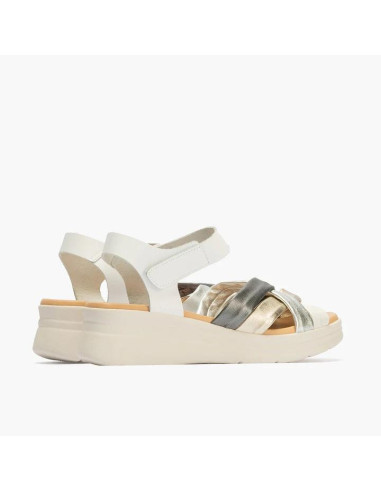 Sandalia pala tubulares cruzados piel combinada - PITILLOS 10610 - blanco