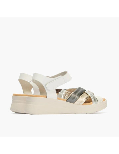 Sandalia pala tubulares cruzados piel combinada - PITILLOS 10610 - blanco