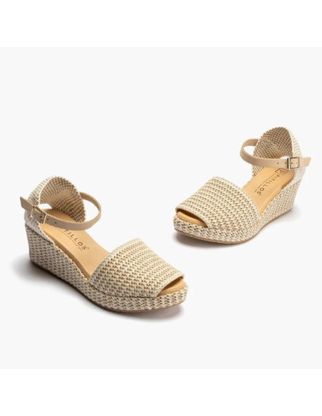 Valenciana mujer con hebilla en rafia - PITILLOS 10560 - natural