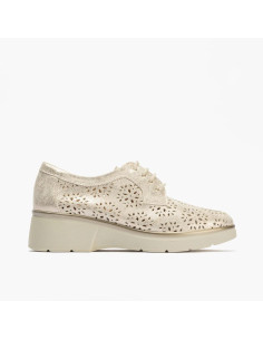 Blucher plataforma con picados mujer en piel fantasía - PITILLOS 10390 - oro