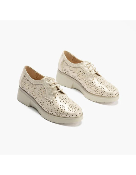 Blucher plataforma con picados mujer en piel fantasía - PITILLOS 10390 - oro