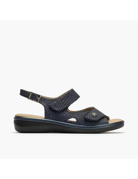 Sandalia con doble velcro en piel grabada - PITILLOS 10300 - marino