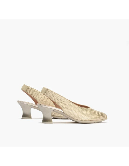 Salón de pico con elástico en piel grabada fantasía - PITILLOS 10510 - oro