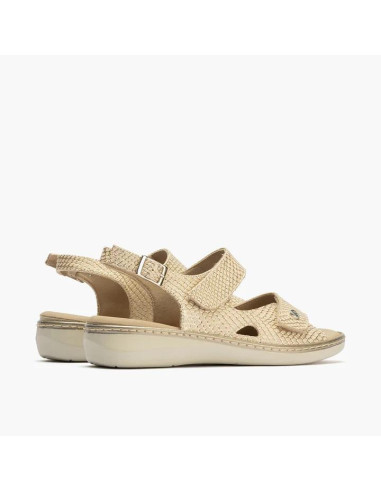 Sandalia con doble velcro en piel grabada - PITILLOS 10300 - oro