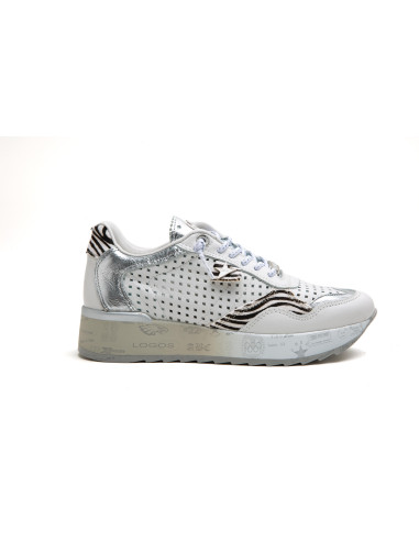 Deportiva mujer en piel perforada - CETTI 848-XL - blanco