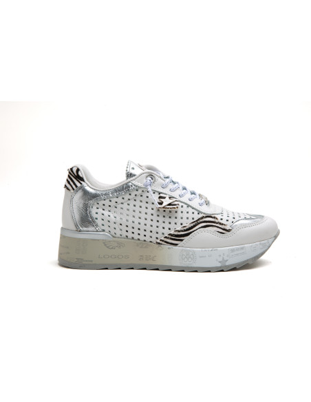 Deportiva mujer en piel perforada - CETTI 848-XL - blanco