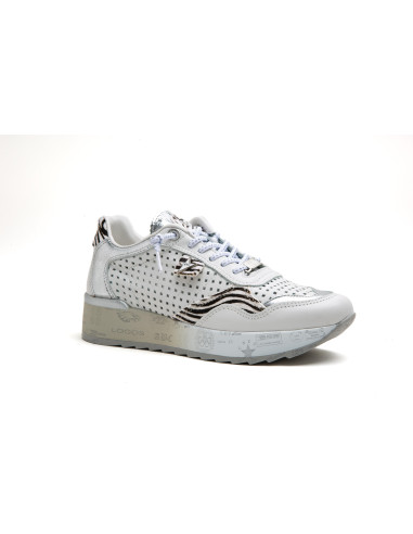 Deportiva mujer en piel perforada - CETTI 848-XL - blanco
