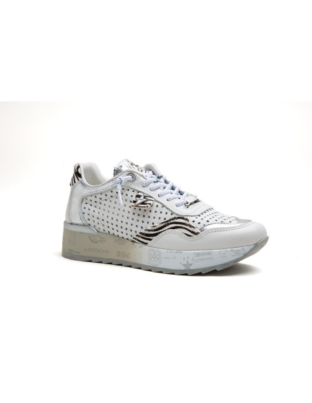 Deportiva mujer en piel perforada - CETTI 848-XL - blanco