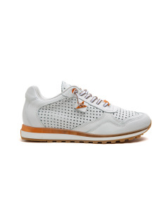 Deportivo hombre piel perforada cordón elástico - CETTI C848 - blanco