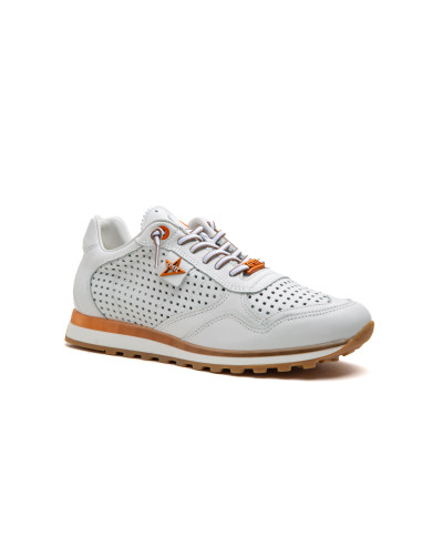 Deportivo hombre piel perforada cordón elástico - CETTI C848 - blanco
