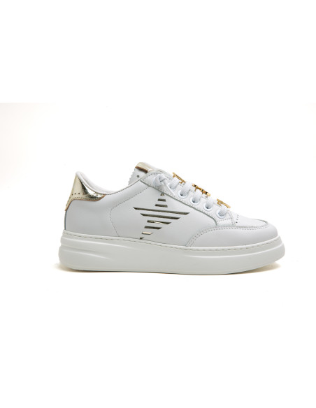 Deportiva mujer piel logo lateral y cierre elástico - CETTI C1307 - blanco