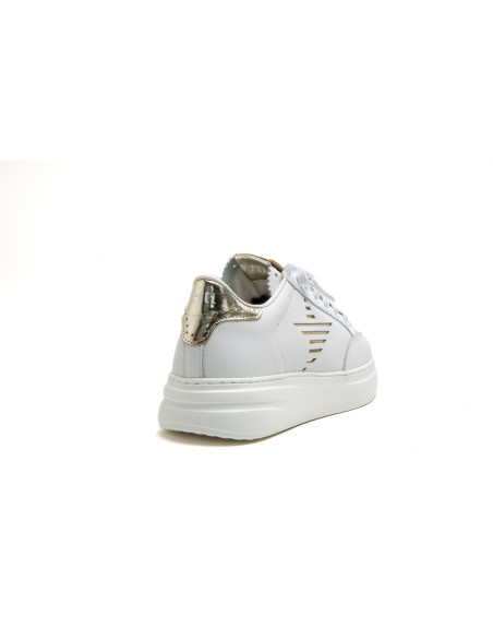 Deportiva mujer piel logo lateral y cierre elástico - CETTI C1307 - blanco