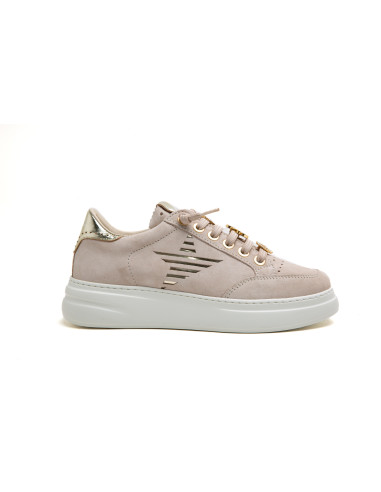 Deportiva mujer piel logo lateral y cierre elástico - CETTI C1307 - beig