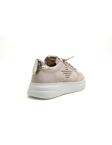 Deportiva mujer piel logo lateral y cierre elástico - CETTI C1307 - beig