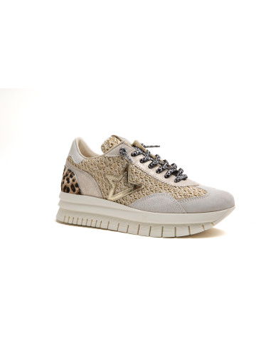 Deportiva mujer en piel piso volumen - CETTI C1259-XL - beig