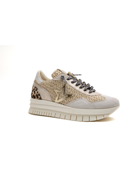 Deportiva mujer en piel piso volumen - CETTI C1259-XL - beig