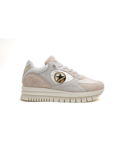 Deportiva mujer en piel cordón elastico -  CETTI C1374 - hielo.